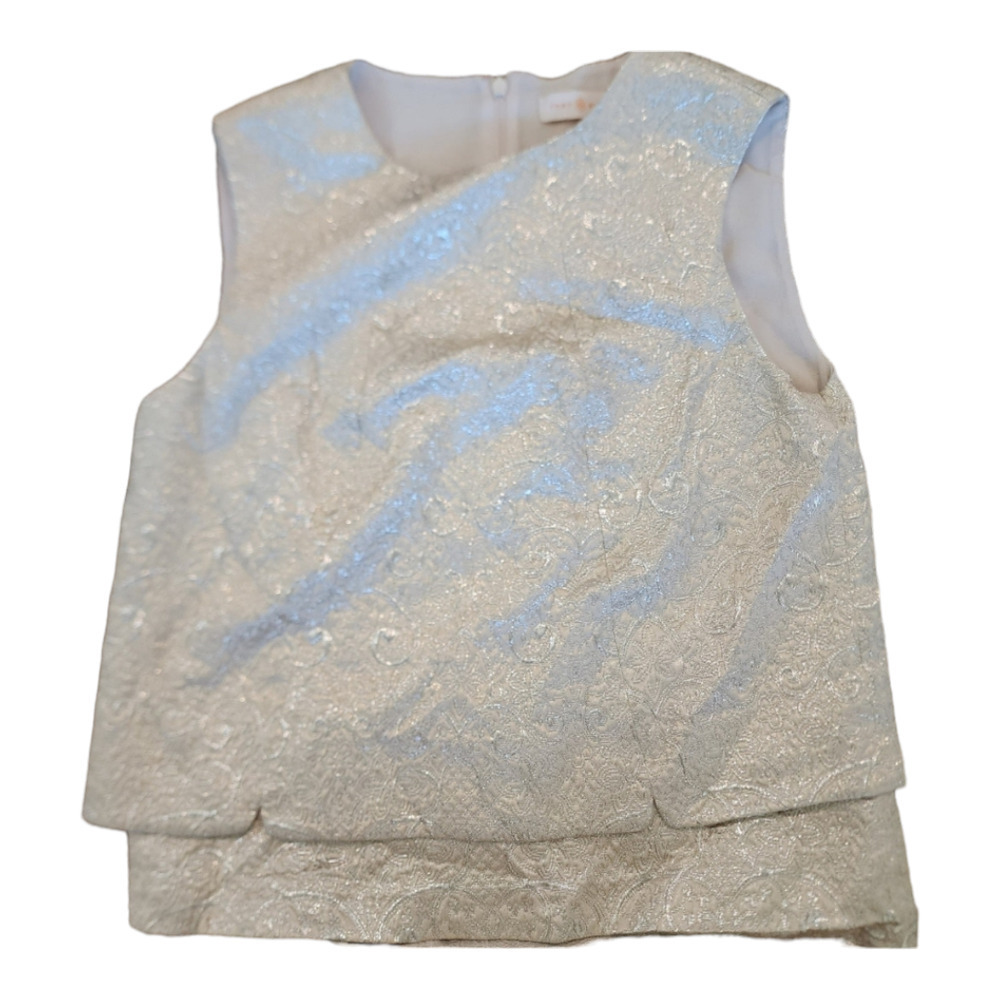 Tory Burch - Champagne & Metallic Silver Jacquard Tank Sz 2